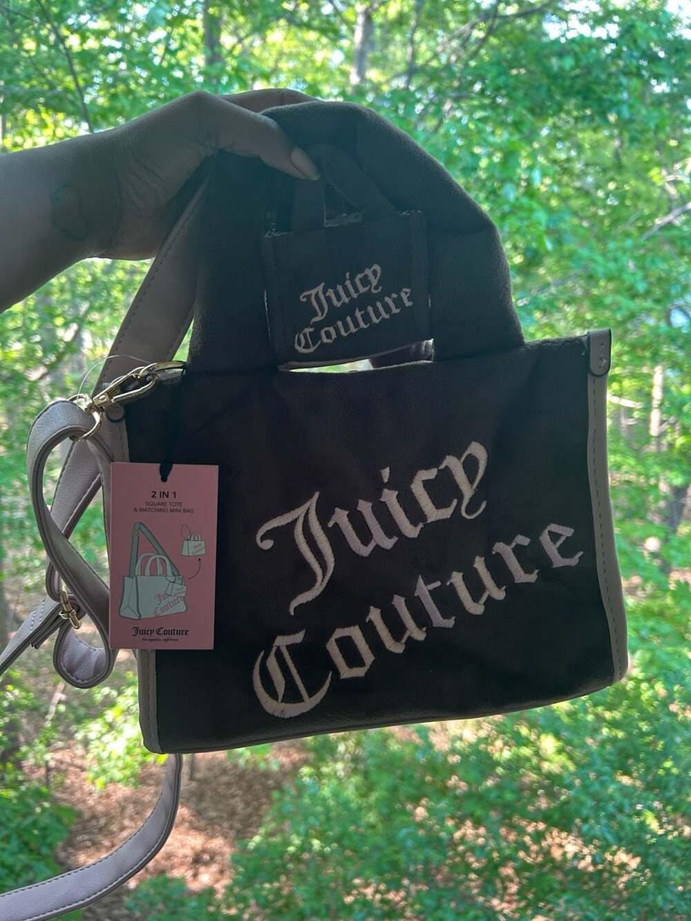 Juicy Couture Better Together 2-in-1 Mini Square Tote Bag in Chocolate